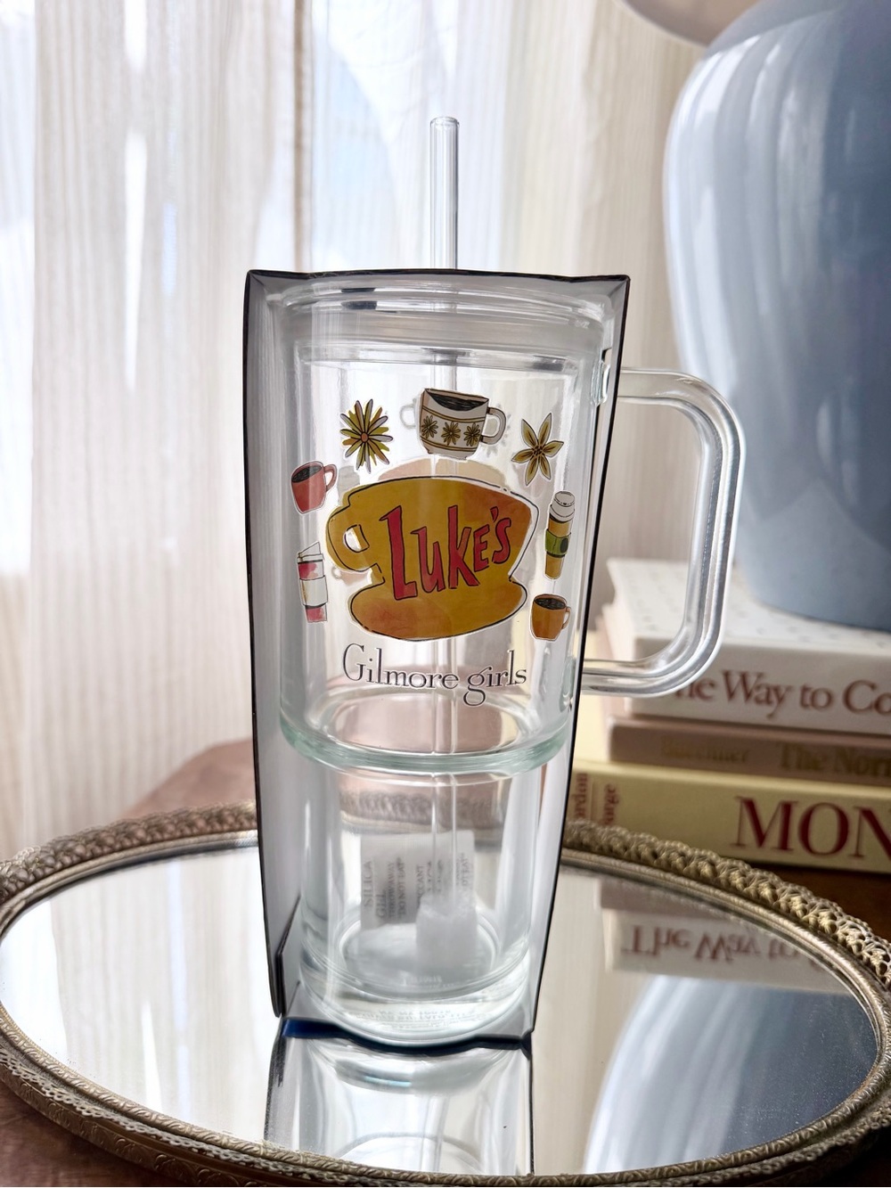 Gilmore Girls Luke's Diner Clear Glass Tumbler with Straw